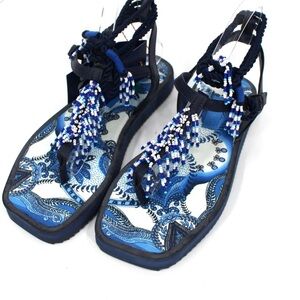 Farm Rio Blue Lace up Sandals Size 9- no tags & never worn.NWOT